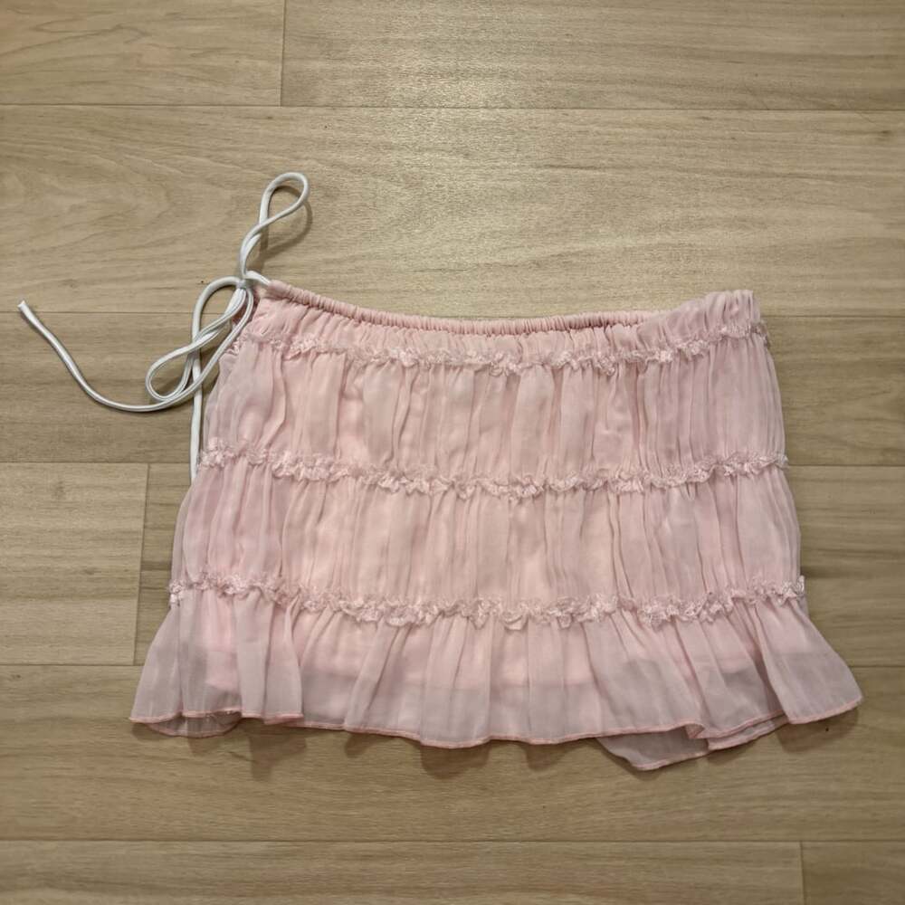 edikted pink ruffle mini skirt size large coquette y2k fairy